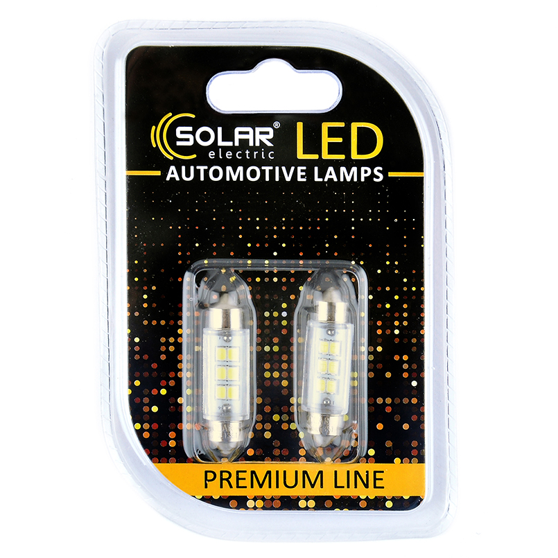 LED car lamp SOLAR 12V SV8.5 T11x39 6SMD white, 2pcs image