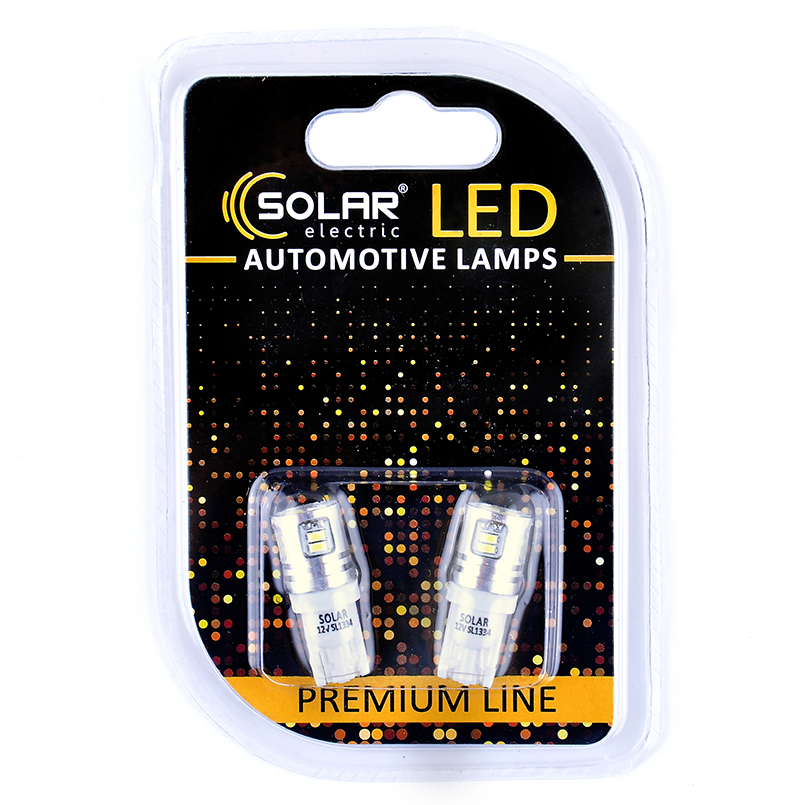 LED car lamp SOLAR 12V T10 W2.1x9.5d 12SMD white, 2pcs image