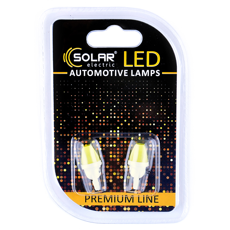 LED car lamp SOLAR 12V T10 W2.1x9.5d 1COB white, 2pcs image