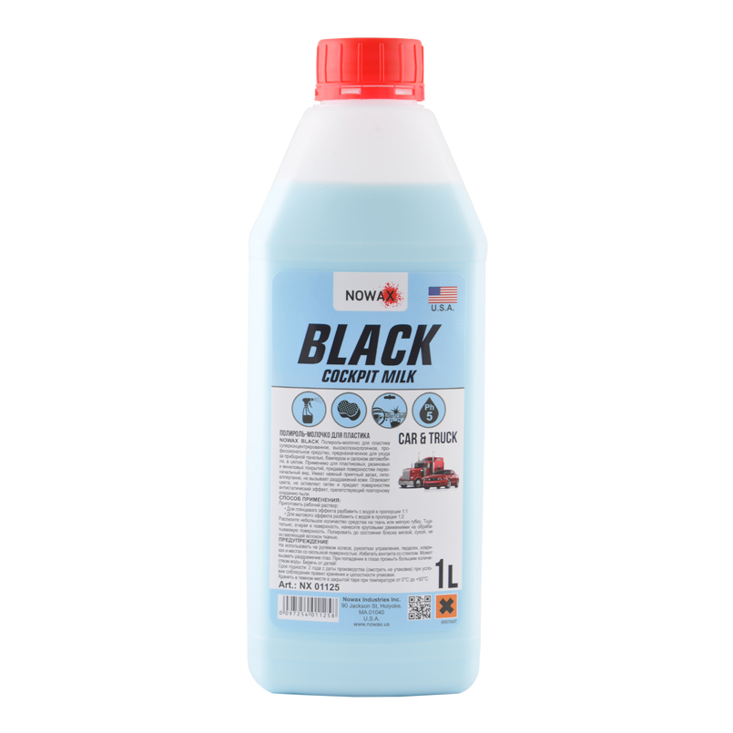 Поліроль-молочко для пластику NOWAX BLACK NX01125 концентрат, 1 л image
