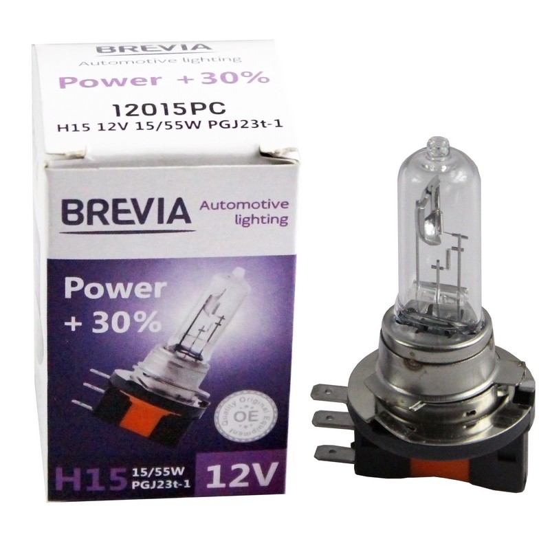 Галогенова лампа Brevia H15 12V 15/55W PGJ23t-1 Power +30% CP image