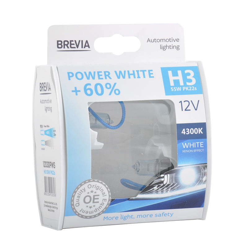 Галогенова лампа Brevia H3 12V 55W PK22s Power White +60% 4300K S2 image