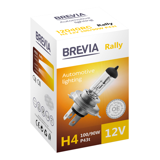 Галогенова лампа Brevia H4 12V 100/90W P43t Rally CP image