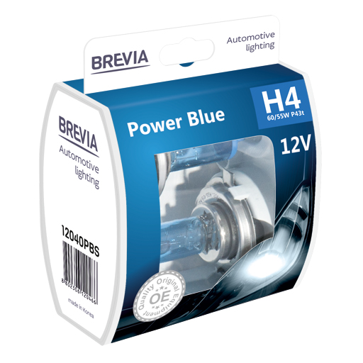 Галогеновая лампа Brevia H4 12V 60/55W P43t Power Blue S2 image