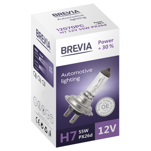 Галогеновая лампа Brevia H7 12V 55W PX26d Power +30% CP image