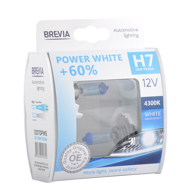Галогенова лампа Brevia H7 12V 55W PX26d Power White +60% 4300K S2 image