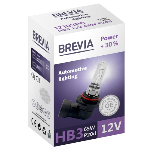 Галогеновая лампа Brevia HB3 12V 65W P20d Power +30% CP image
