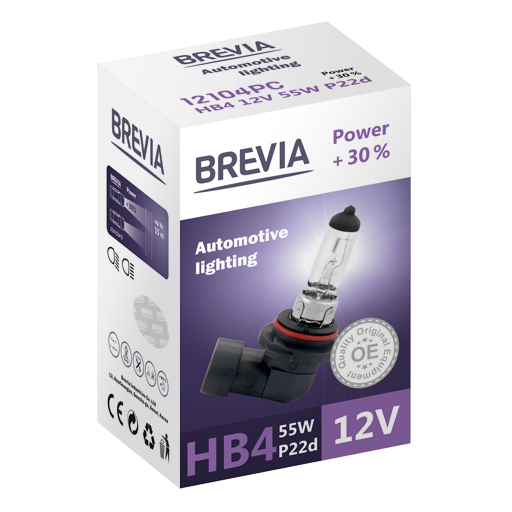 Галогеновая лампа Brevia HB4 12V 55W P22d Power +30% CP image