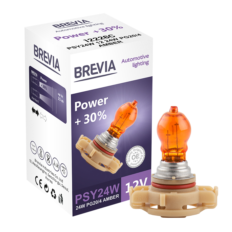 Галогенова лампа Brevia PSY24W 12V 24W PG20/4 AMBER Power +30% CP image