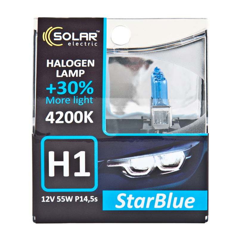 Галогеновая лампа SOLAR H1 12V 55W P14,5s StarBlue 4200K, SET image