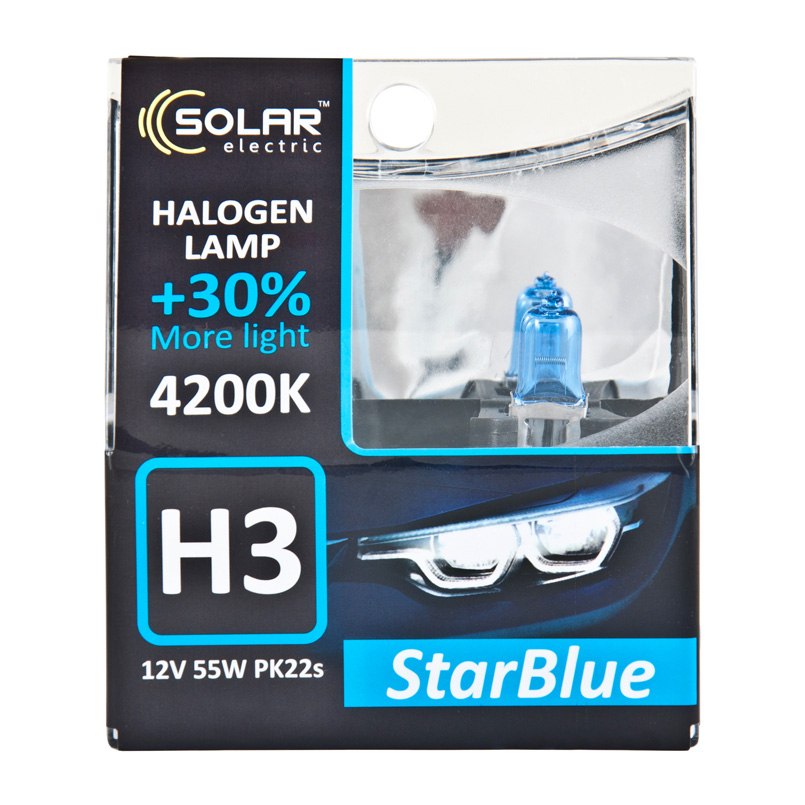 Halogen light SOLAR H3 12V 55W PK22s StarBlue 4200K, SET image