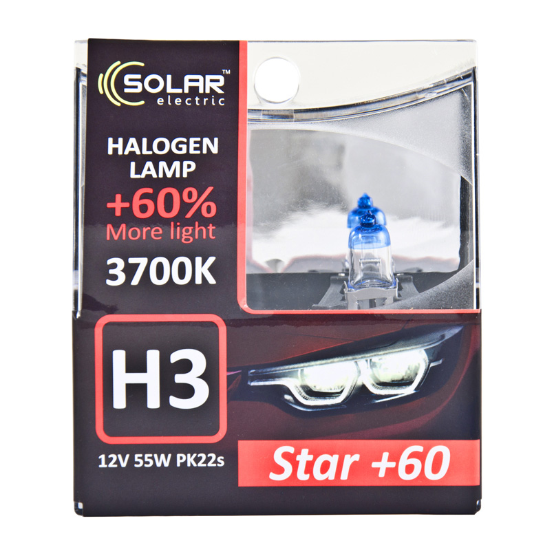 Halogen light SOLAR H3 12V 55W PK22s Starlight +60%, SET image