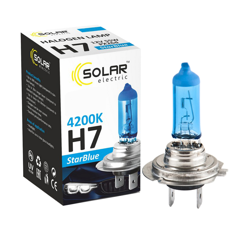 Галогеновая лампа SOLAR H7 12V 55W PX26d StarBlue 4200K, SET image