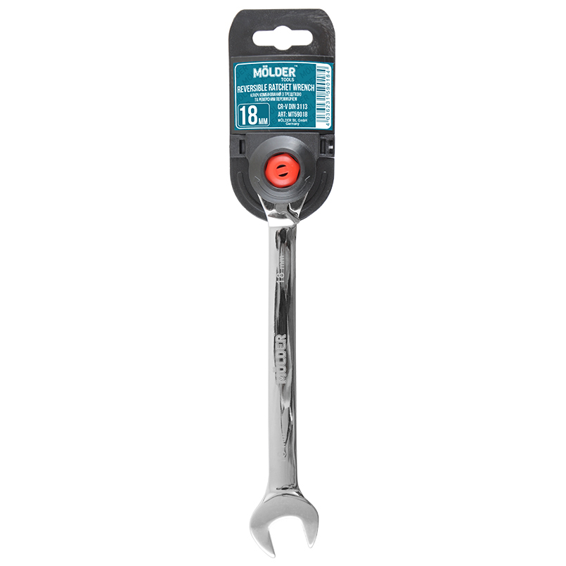 Combination wrench with ratchet and reverse Molder MT59018 CR-V, 18mm image