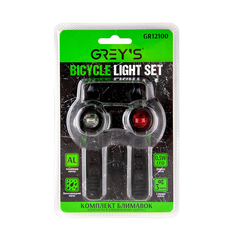 Набір велосипедного світла Grey's GR12100 2хLEDs 0,5W, 2шт. image