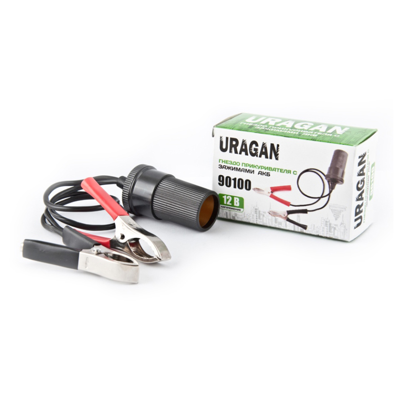 Adapter for cigarette lighter with URAGAN 90100 battery clamps image