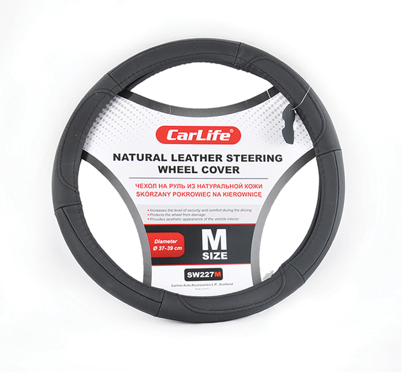 Leather steering wheel cover CarLife М 37-39Ø image
