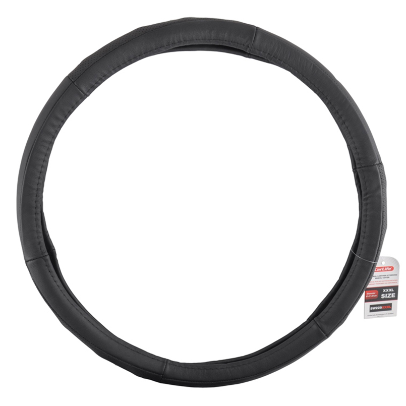 Leather steering wheel cover CarLife XXXL, black image