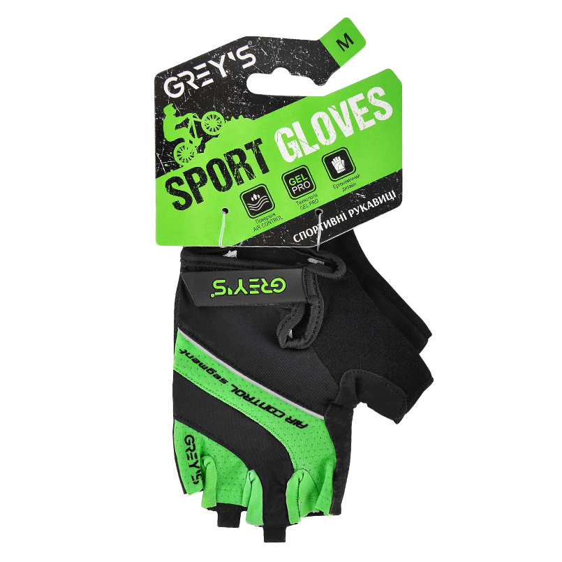Short finger sports gloves Grey's GR18322 with gel inserts, black and green M image