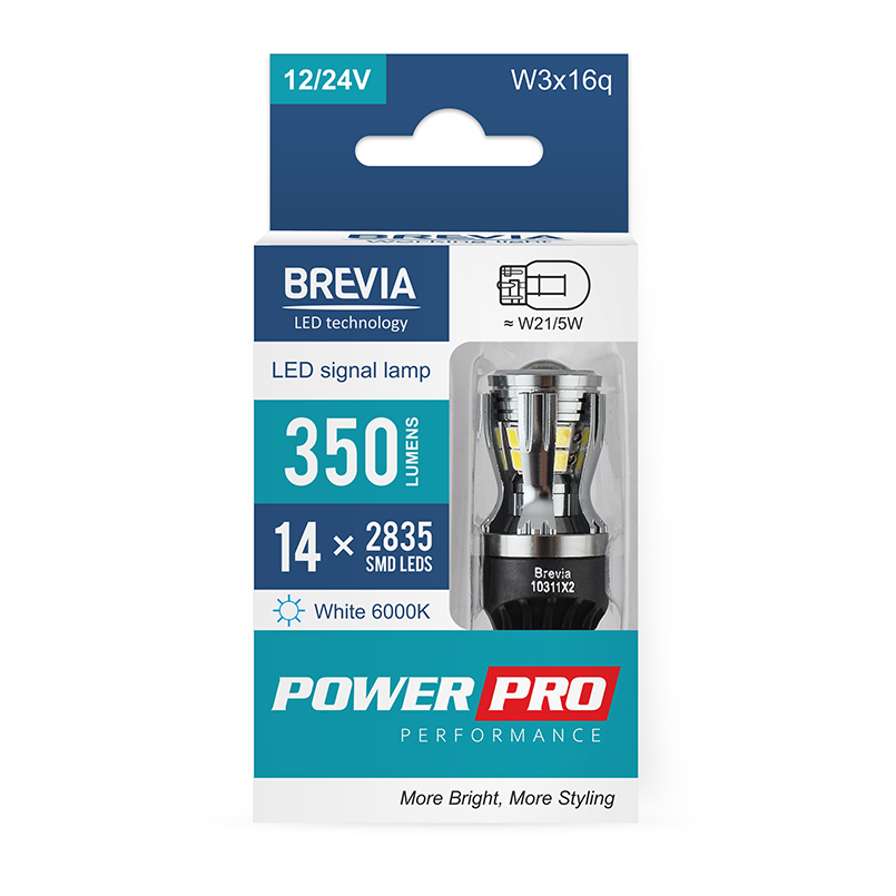 LED car lamp Brevia PowerPro W21/5W 350Lm 14x2835SMD 12/24V CANbus, 2pcs image