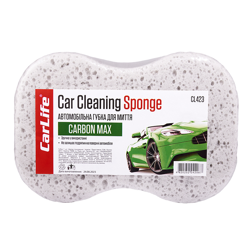 Губка для мойки авто CarLife CarbonMax с большими порами image