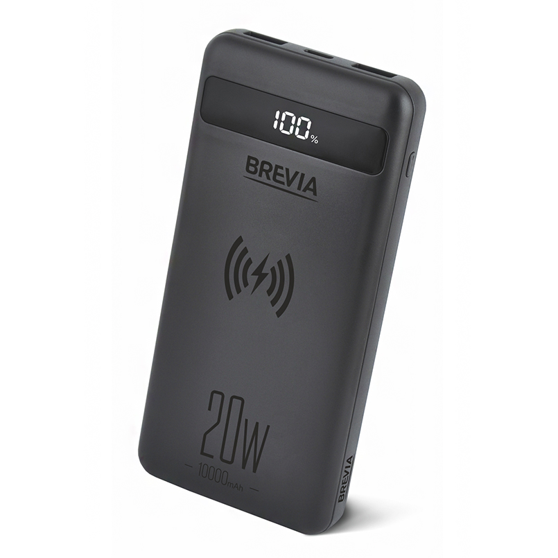 Універсальна мобільна батарея Brevia 10000mAh 20W Wireless Qi10W Li-Pol, LCD image