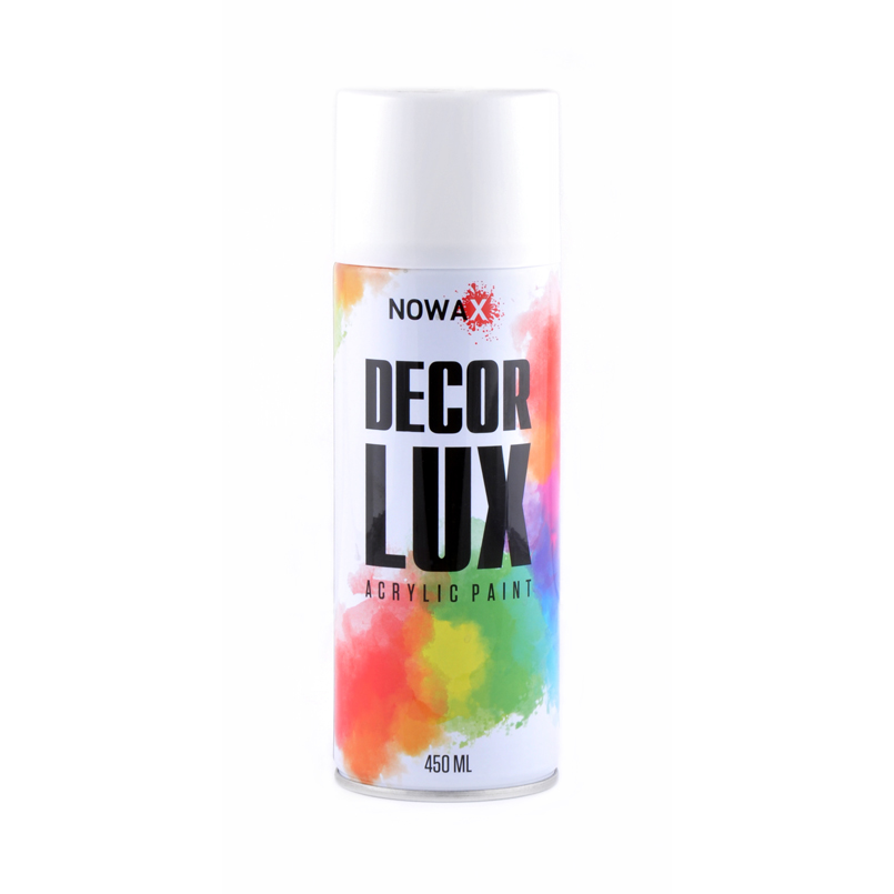 Акриловая спрей-краска NOWAX DecorLux, 450 мл, белый, (TRAFFIC WHITE/RAL9016) image