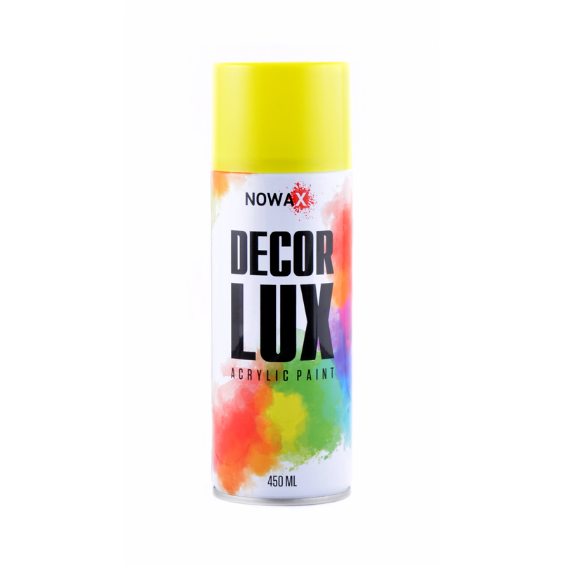 Акриловая спрей-краска NOWAX DecorLux, 450 мл, желтый, (TRAFFIC YELLOW/RAL1023) image