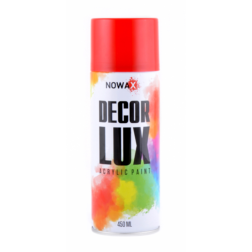 Акриловая спрей-краска NOWAX DecorLux, 450 мл, красный, (TRAFFIC RED/RAL3020) image