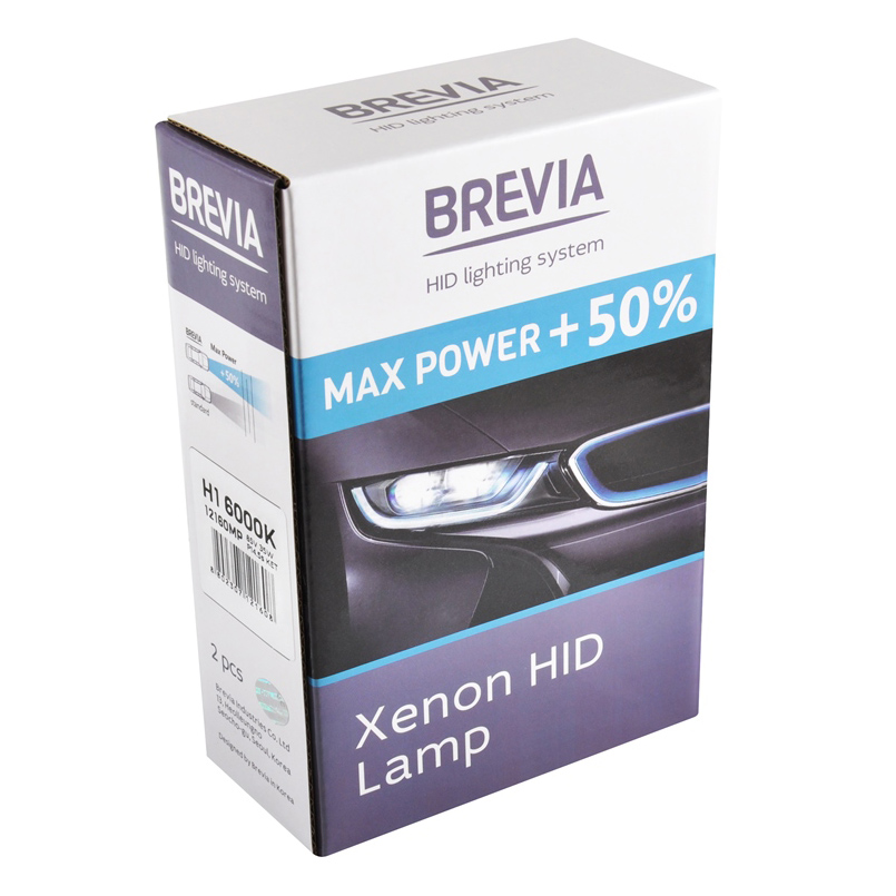 Ксенонова лампа Brevia H1 +50%, 6000K, 85V, 35W P14.5s KET, 2шт image
