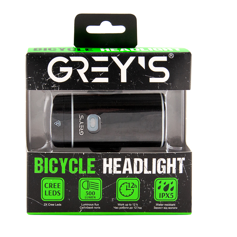 Bicycle headlight Grey's IPX5, microUSB image