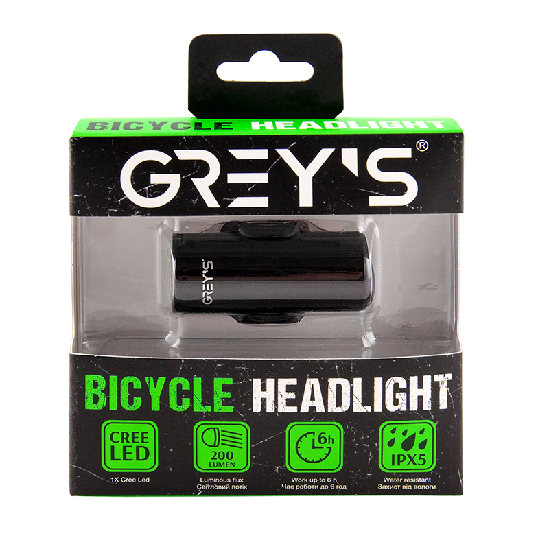 Bicycle headlight Grey's IPX5, microUSB image