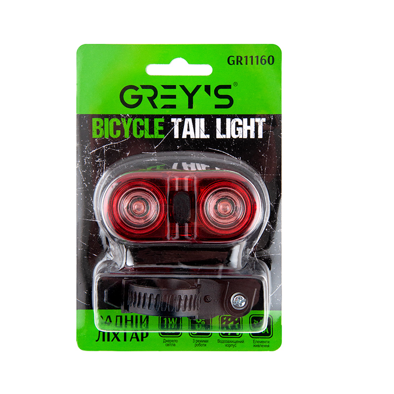 Ліхтарик на велосипед задній Grey's GR11160 2хLEDs 1W image