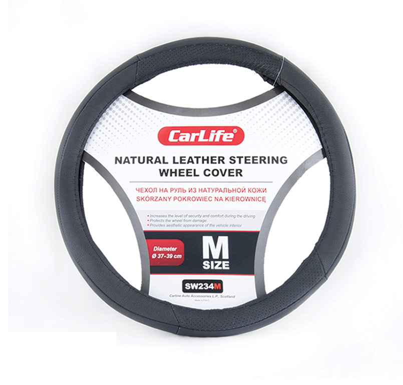 Leather steering wheel cover CarLife М 37-39Ø image