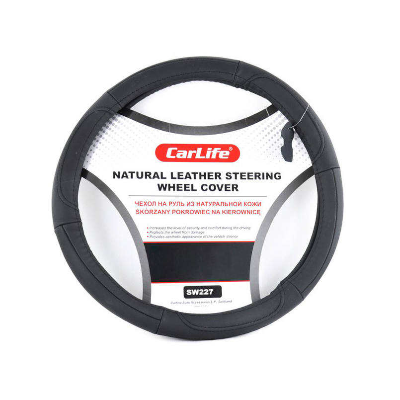 Leather steering wheel cover CarLife XL 41-43Ø image
