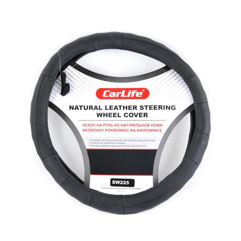 Leather steering wheel cover CarLife XL 41-43Ø image