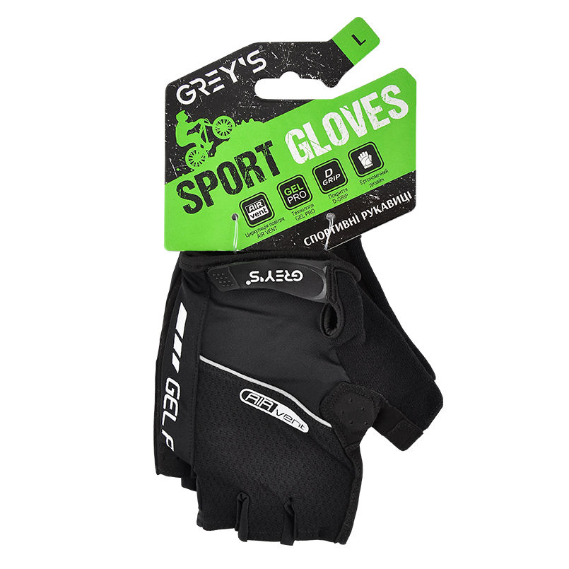 Short finger sports gloves Grey's GR18113 with gel inserts, black L image