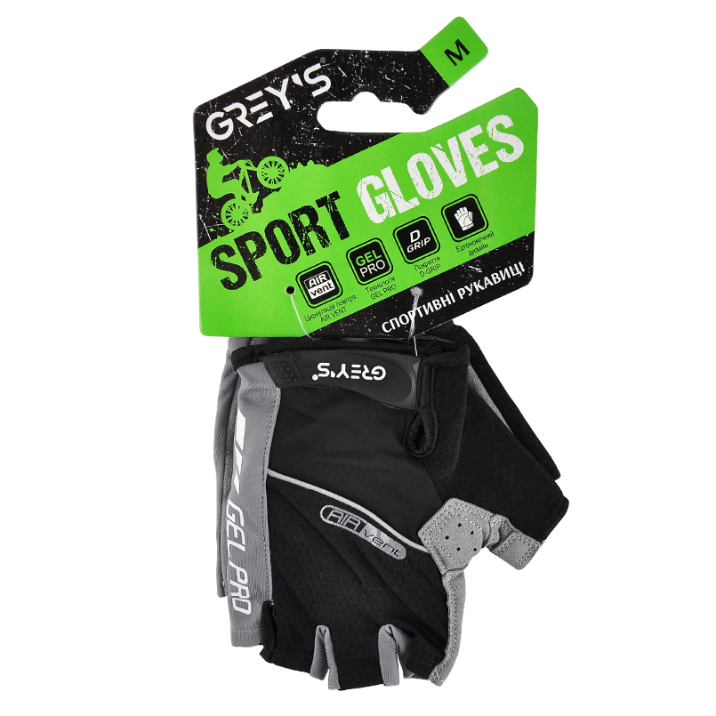 Short finger sports gloves Grey's GR18132 with gel inserts, black/grey M image