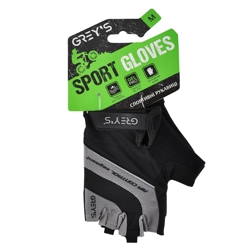 Short finger sports gloves Grey's GR18352 with gel inserts, black/grey M image