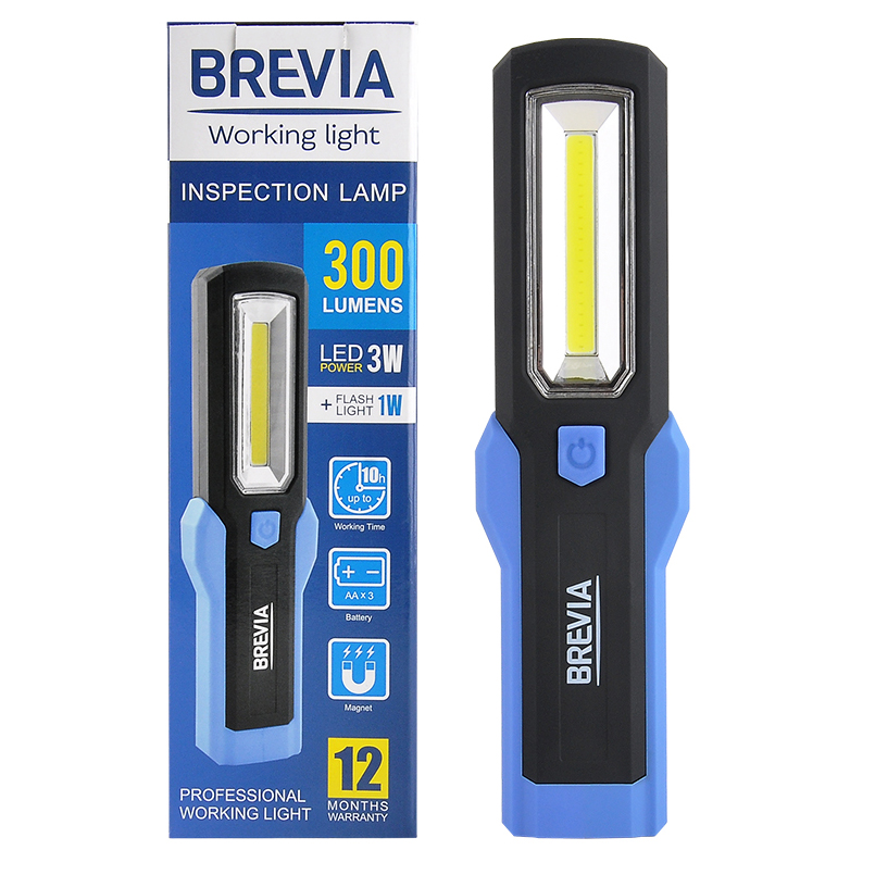 Фонарь инспекционный Brevia 3W COB+1W LED 300lm, IP20, IK05,3xAA 11440 image