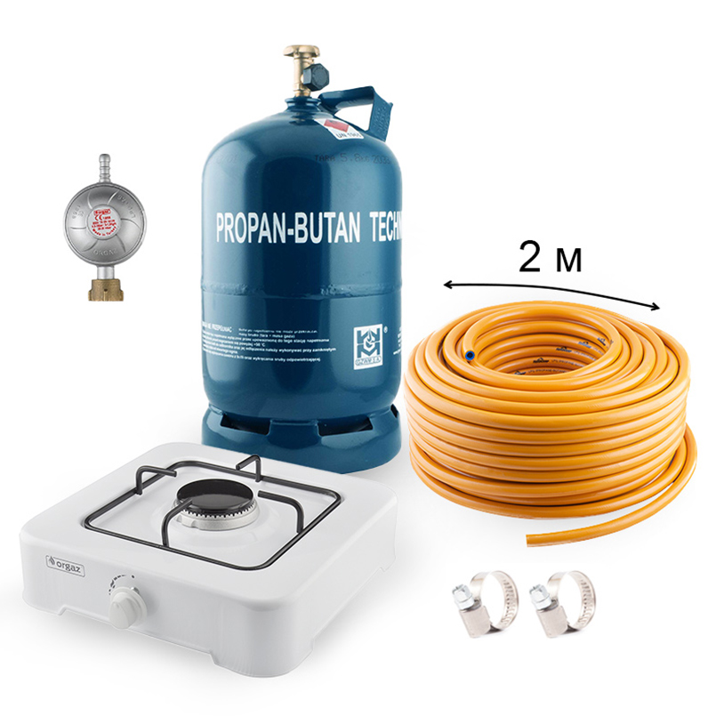 Gas kit: GZWM 12.3l cylinder, reducer, hose, portable stove OR-101, clamps image