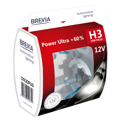 Галогенова лампа Brevia H3 12V 55W PK22s Power Ultra +60% S2 image