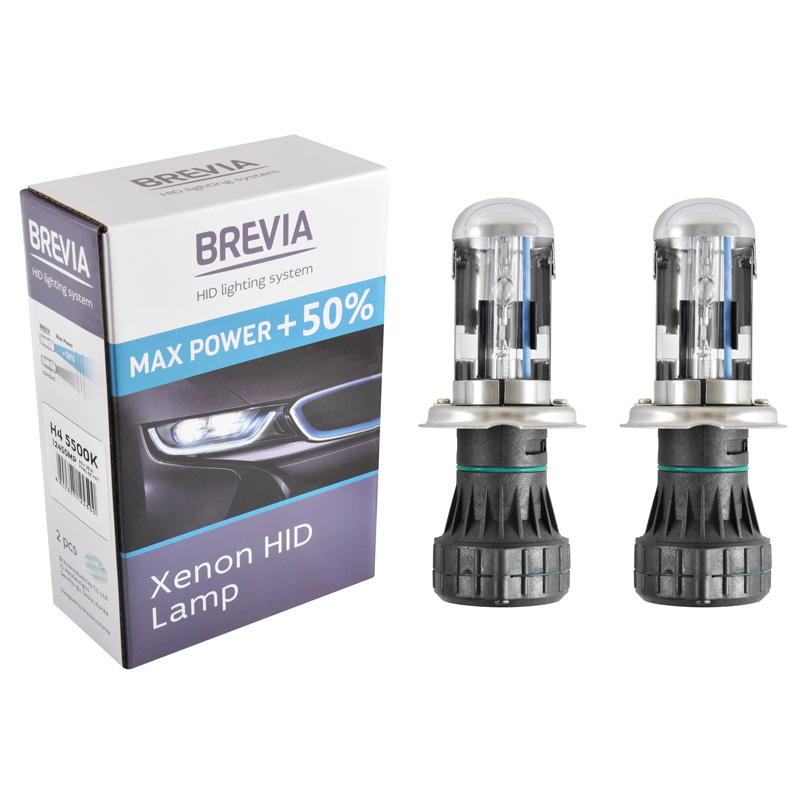 Биксеноновая лампа Brevia H4 +50%, 5500K, 85V, 35W P43t-38 KET, 2шт image