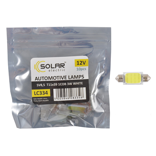 LED автолампа SOLAR 12V SV8.5 T11x39 1COB-8SMD 56LM white 10шт image