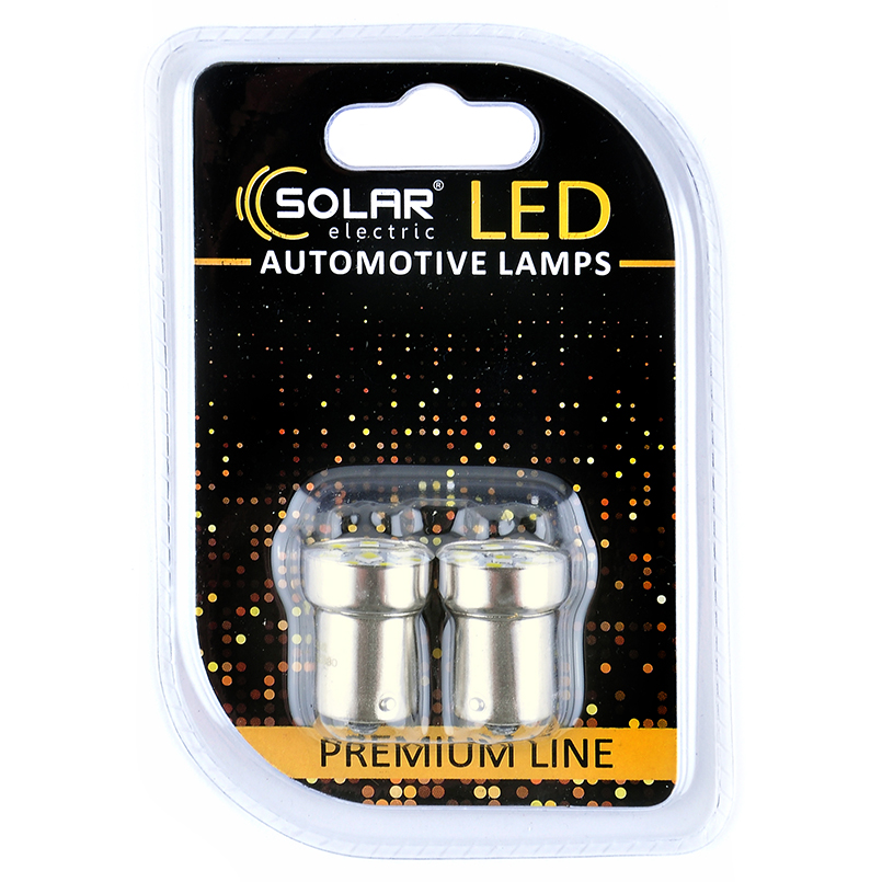 LED car lamp SOLAR 12V G18.5 BA15s 8SMD white, 2 pcs image