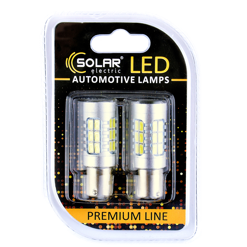 LED car lamp SOLAR 12-24V S25 BA15s 27SMD white, 2pcs image
