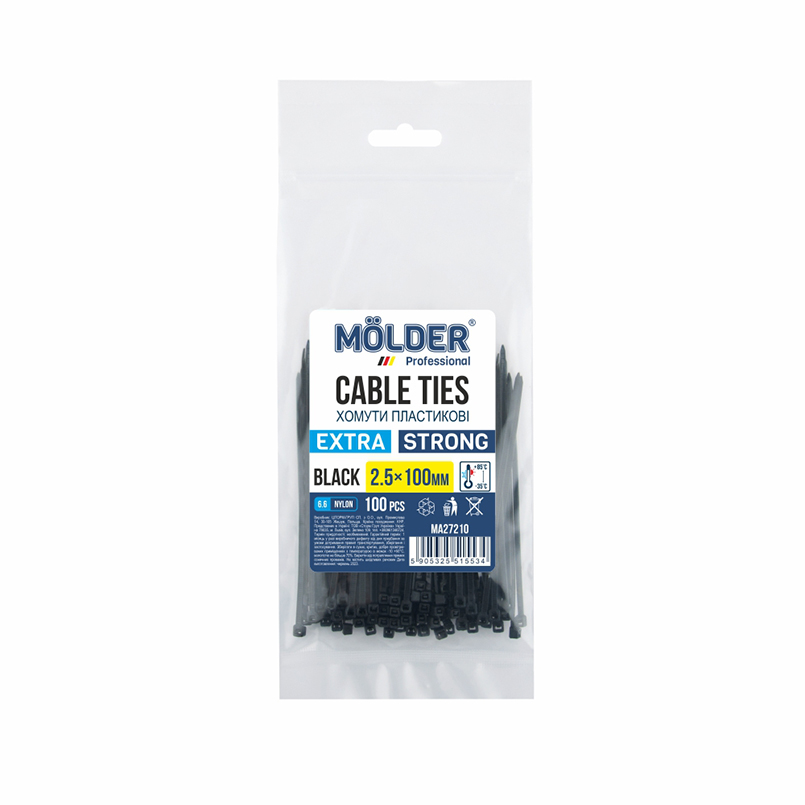 Molder clamps plastic black 2.5x100, 100 pcs image