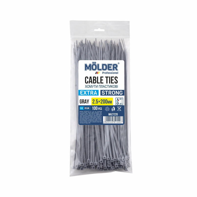 Molder clamps plastic gray 2.5x200, 100 pcs image