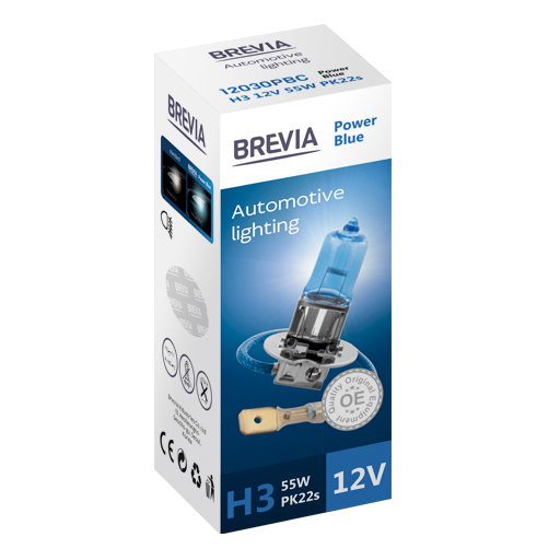 Галогенова лампа Brevia H3 12V 55W PK22s Power Blue CP image