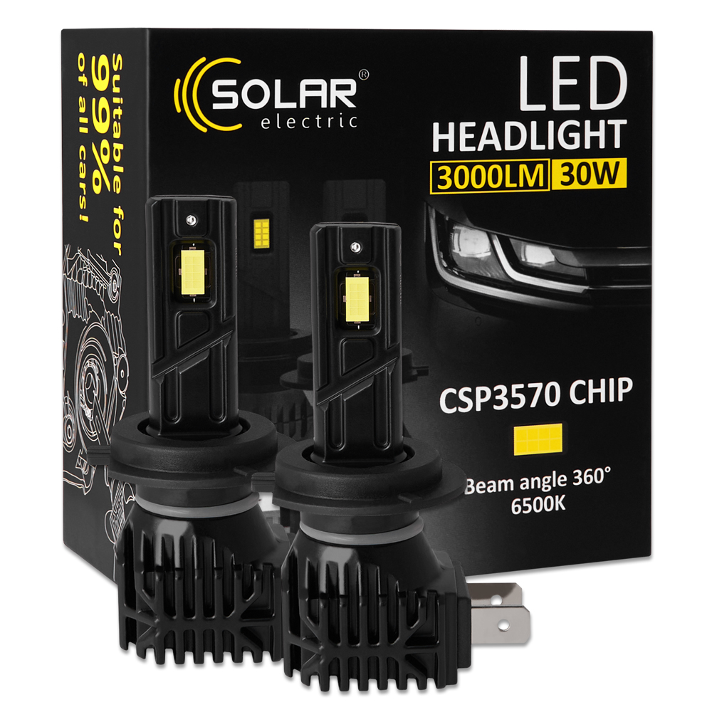 Автолампа Solar LED H7 12/24V 30W 3000Lm 6500K CSP3570 2шт 8407S2 image